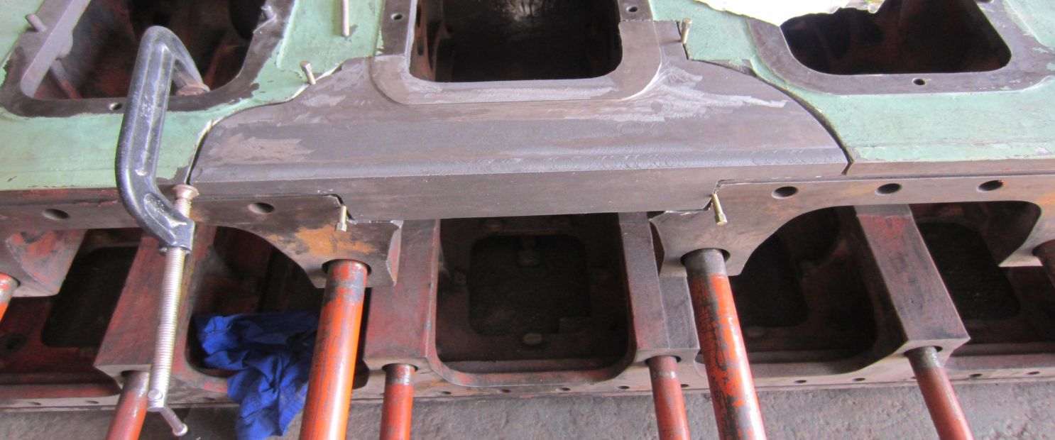 metal stitching of engine block and cast iron