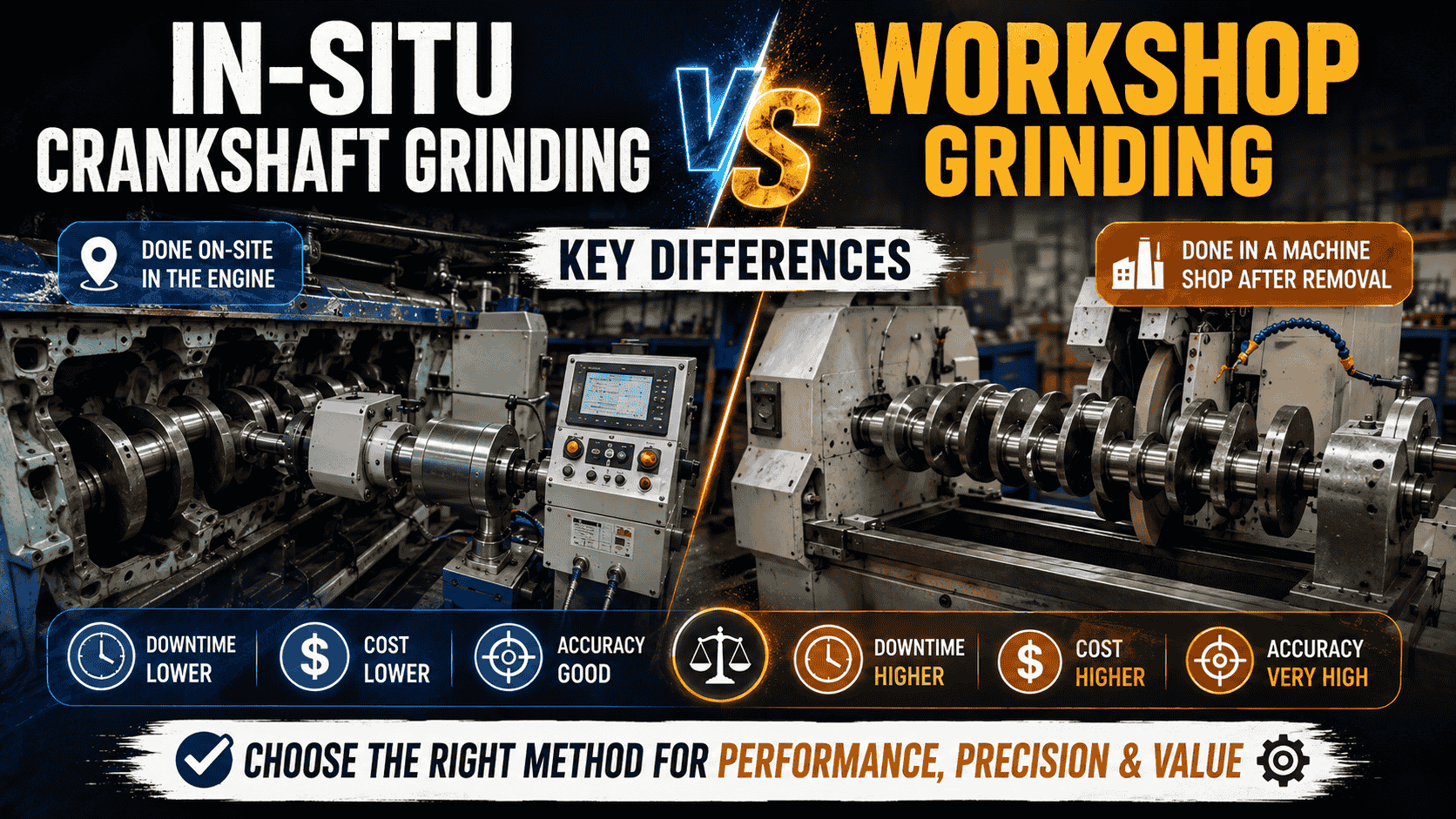 In-situ Crankshaft Grinding vs Workshop Grinding Key Differences